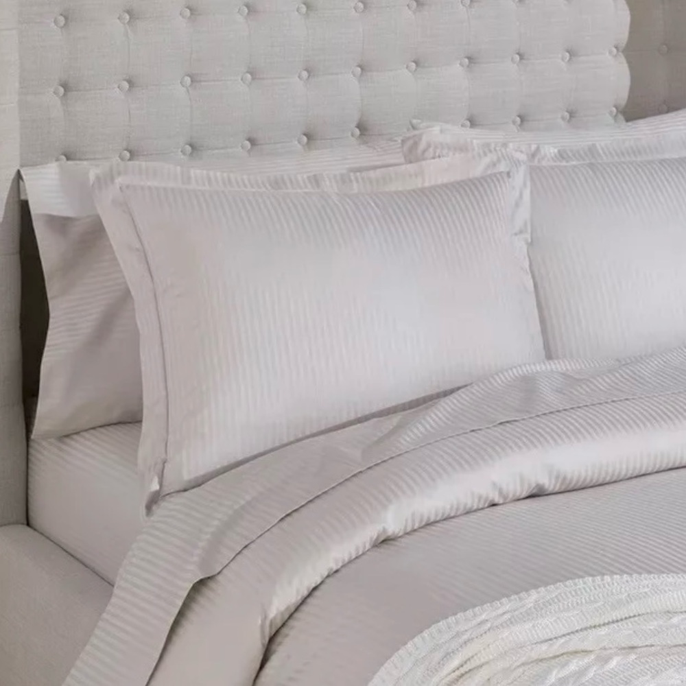 BOLL & BRANCH Signature Stripe Duvet Cover & Shams NEW Pewter Gray King Cal King